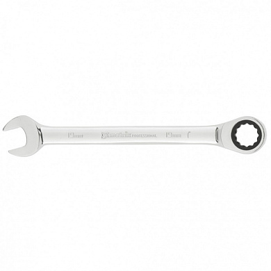 Трещоточный комбинированный ключ 19 мм. CrV, зеркальный хром MATRIX 14812