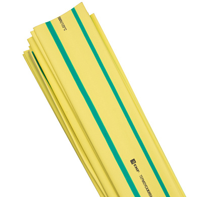 Термоусаживаемая трубка ТУТ нг 30/15 желто-зеленая в отрезках по 1 м EKF PROxima tut-30-yg-1m