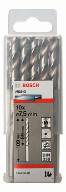 Сверло по металлу 7,5x69x109 мм, 10 шт., HSS-G Bosch 2608595071