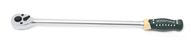 Трещотка реверсивная удлиненная с резиновой ручкой 3/8'', 72 зуб. 450 мм. RockForce RF-80232L