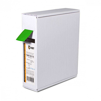 Термоусадочная зеленая трубка в компактной упаковке по 10 м, Т-BOX-8/4, зел КВТ 65611