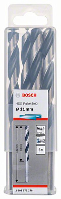 Сверло по металлу 11x142 мм, 5 шт., HSS PointTeQ Bosch 2608577278