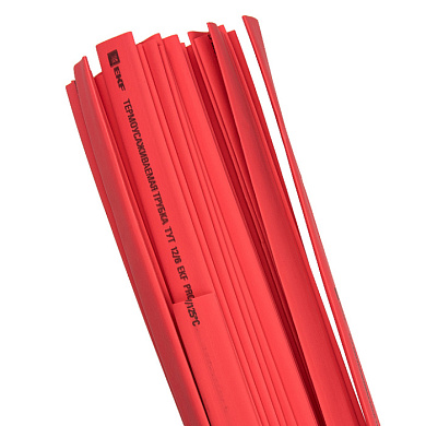 Термоусаживаемая трубка ТУТ нг 10/5 красная в отрезках по 1 м EKF PROxima tut-10-r-1m