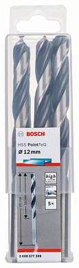 Сверло по металлу 12x151 мм, 5 шт., HSS PointTeQ Bosch 2608577288