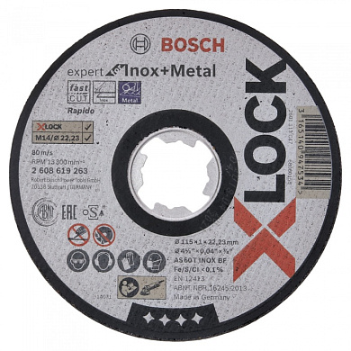 Отрезной круг X-LOCK 115x1x22,23 мм, Expert for Inox+Metal Bosch 2608619263