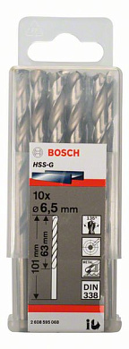 Сверло по металлу 6,5x63x101 мм, 10 шт., HSS-G Bosch 2608595068
