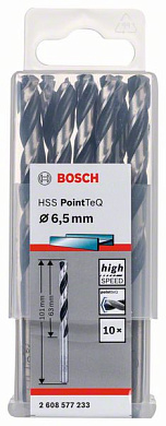 Сверло по металлу 6,5x101 мм, 10 шт., HSS PointTeQ Bosch 2608577233