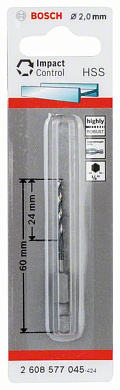 Сверло по металлу Impact Control 2х24х60 мм BOSCH (2608577045)