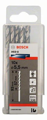 Сверло по металлу 5,5x57x93 мм, 10 шт., HSS-G Bosch 2608595064
