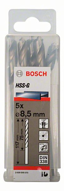 Сверло по металлу 8,5x75x117 мм, 5 шт., HSS-G Bosch 2608595073