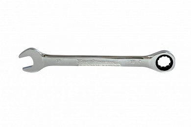Трещоточный комбинированный ключ 18 мм. CrV, зеркальный хром MATRIX 14811