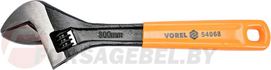 Ключ разводной с обрезиненной желтой ручкой 300 мм. Vorel 54068