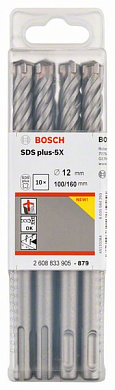 Бур (сверло) 12x100x160 мм 10 шт SDS-plus 5Х Bosch 2608833905