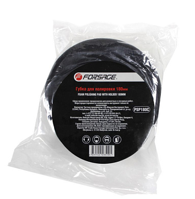 Губка для полировки на диске 180 мм, М14, цвет черный Forsage F-PSP180C
