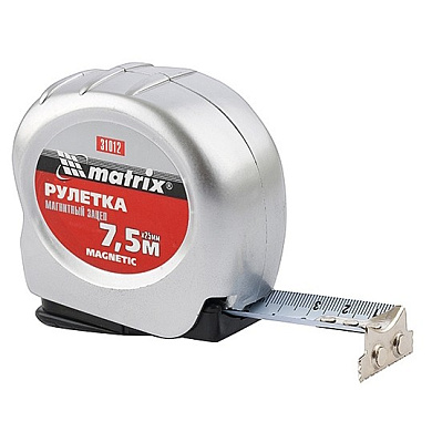 Рулетка Magnetic, 7,5 м.x25 мм., магнитный зацеп Matrix 31012