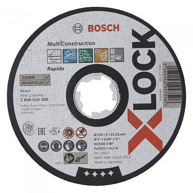 Отрезной круг X-LOCK 125x1x22,23 мм, Multi Material Bosch 2608619269