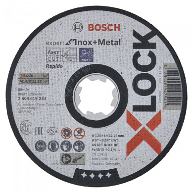 Отрезной круг X-LOCK 125x1x22,23 мм, Expert for Inox+Metal Bosch 2608619264