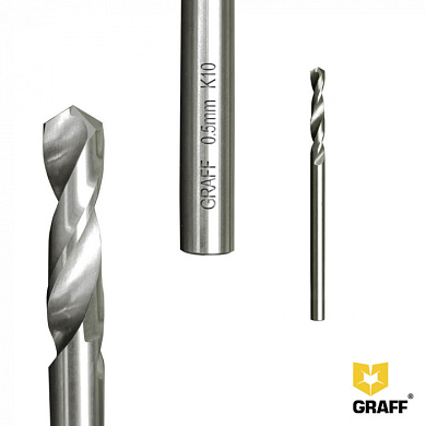 Сверло по металлу цельнотвердосплавное (монолитное) 0,5 мм K10 GRAFF 840520