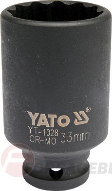 Ударная торцевая головка 12-гр. 1/2'' 33 мм. L75 мм. Yato YT-1028