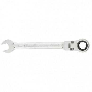 Трещоточный комбинированный ключ 13 мм. CrV, шарнирный, зеркальный хром MATRIX 14865