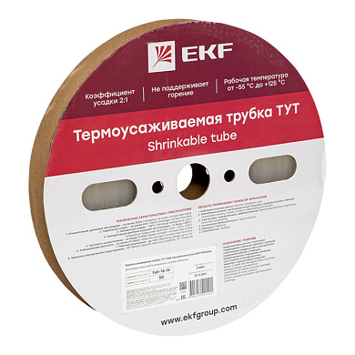 Термоусаживаемая трубка ТУТ 16/8 прозрачная рулон EKF PROxima tut-16-tr