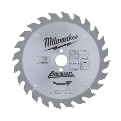 Пильный диск 165/20 мм Z24 Milwaukee 4932352131