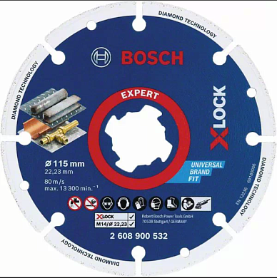 Алмазный круг для резки металла X-LOCK 115x22,23 мм, Bosch 2608900532