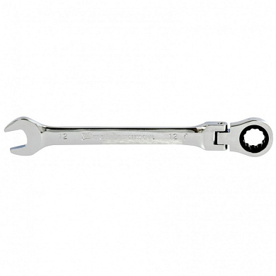 Трещоточный комбинированный ключ 12 мм. CrV, шарнирный, зеркальный хром MATRIX 14864