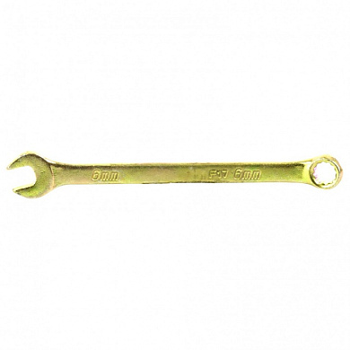 Комбинированный ключ желтый цинк 6 мм. СИБРТЕХ 14972