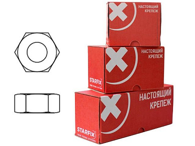 Гайка шестигранная М12 цинк, кл.пр. 5.8, DIN 934 70 шт в карт. Starfix SMC2-47280-70