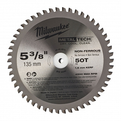 Пильный диск по металлу 135х20 мм Z50 Milwaukee 48404075
