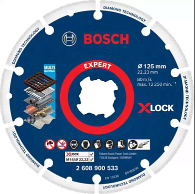Алмазный круг для резки металла X-LOCK 125x22,23 мм, Bosch 2608900533