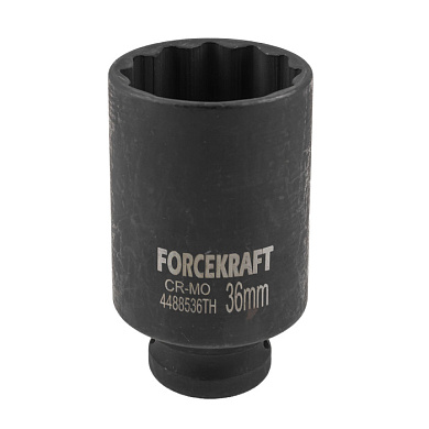 Головка ударная глубокая тонкостенная 36 мм, 12-гр., 1/2" ForceKraft FK-4488536TH