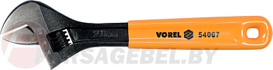 Ключ разводной с обрезиненной желтой ручкой 250 мм. Vorel 54067