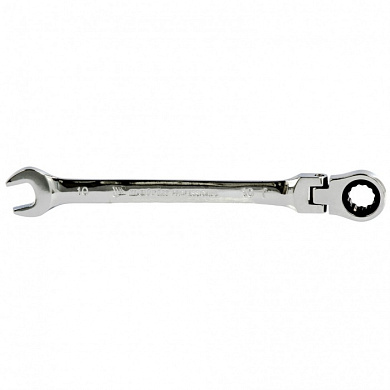 Трещоточный комбинированный ключ 10 мм. CrV, шарнирный, зеркальный хром MATRIX 14862