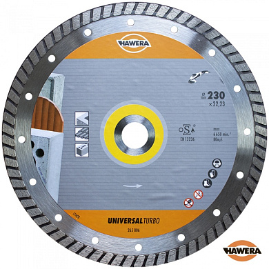 Алмазный диск универсальный турбо 230x22,23 мм HAWERA F00Y265806