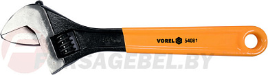Ключ разводной с обрезиненной желтой ручкой 450 мм. Vorel 54081