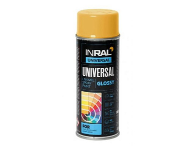 Краска-эмаль аэроз. универсальная глянцевая 400 мл RAL 1028 (Дынно-жёлтый) INRAL 26-7-6-038