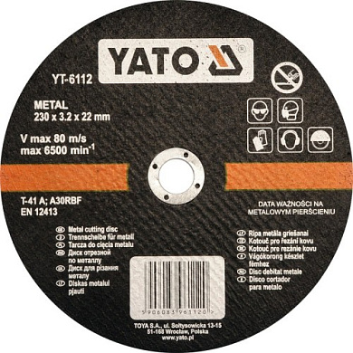 Круг отрезной по металлу 230х3,2х22 мм Yato YT-6112