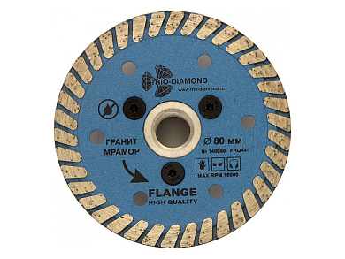 Алмазный круг 80 мм М14 по керамике Turbo hot press с фланцем под УШМ Trio-Diamond FHQ445