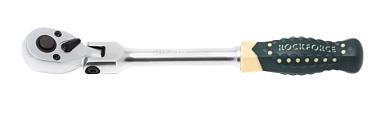 Трещотка реверсивная шарнирная с резиновой ручкой 1/4'', 72 зуб., L-200 мм RockForce RF-802218