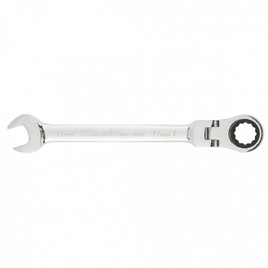 Трещоточный комбинированный ключ 17 мм. CrV, шарнирный, зеркальный хром MATRIX 14869