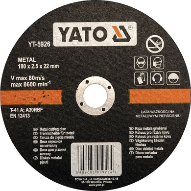 Круг отрезной по металлу 180х2,5х22 мм Yato YT-5926