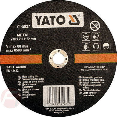 Круг отрезной по металлу 230х2,0х22 мм. Yato YT-5927